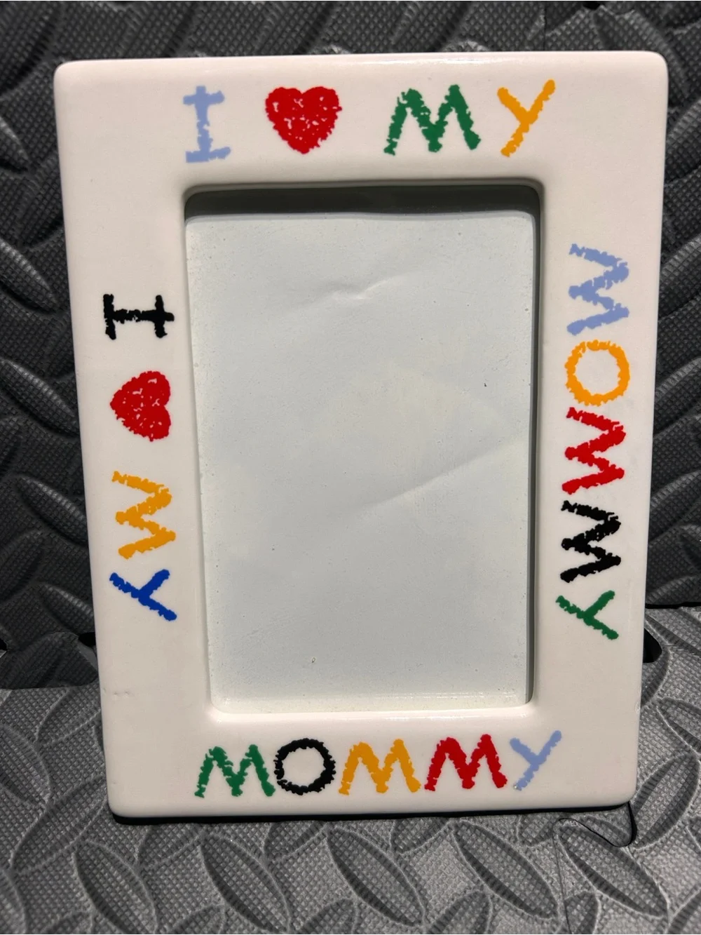 Vintage 90’s I Love My Mommy Ceramic Picture Frame 4x6 Retro Decor Crayon Style
